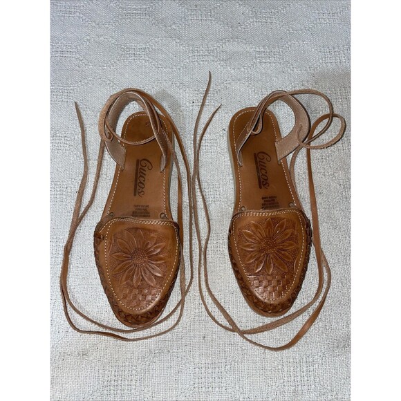 Cucos Women’s Casual Sandals Size 5 U.S. 7 M Brown Leather Ankle Straps Comfort - Picture 4 of 12